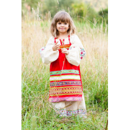 Русский народный детский костюм ФАРТУКИ красный, 95 см