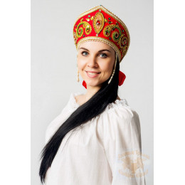 Русский народный костюм КОКОШНИКИ Кокошник Пелагея ПЛГ-00-01-00, Высота 16 см