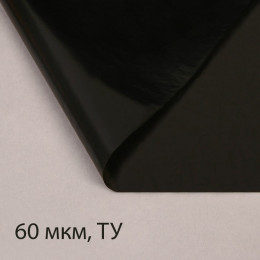 Плёнка полиэтиленовая, техническая, толщина 60 мкм, 3 × 10 м, рукав (1,5 м × 2), чёрная, 2 сорт, Эконом 50 %