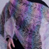 Платок Пуховый платок ручной работы палантин ажурный, "Радуга", косичка (бело розово голубой) 200 х 60