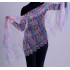 Платок Пуховый платок ручной работы палантин ажурный, "Радуга", косичка (бело розово голубой) 200 х 60
