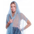 Платок Пуховый платок ручной работы палантин ажурный, голубой, 200 х 60