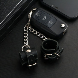 Брелок для автомобильного ключа, наручники, натуральная кожа