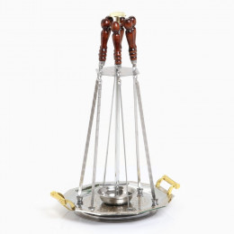Набор для шашлыка "Привал" поднос с ручками и позолотой, 6 шампуров - 45 см