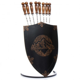 Набор шашлычника "Летящий Орел" шампурница, 8 шампуров узбекских с деревянной ручкой 50 см