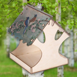 Кормушка для птиц "Яркие птички", с принтом, 24×24×27 см