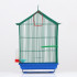 Клетка для птиц большая, крыша-домик (с наполнением), 35 х 28 х 55 см, синий