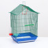 Клетка для птиц большая, крыша-домик (с наполнением), 35 х 28 х 55 см, синий
