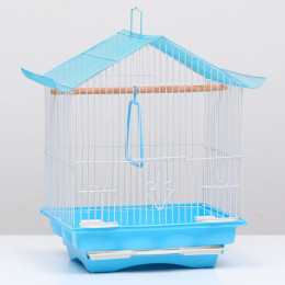 Клетка для птиц укомплектованная, с кормушками, 30 х 23 х 39 см, голубая